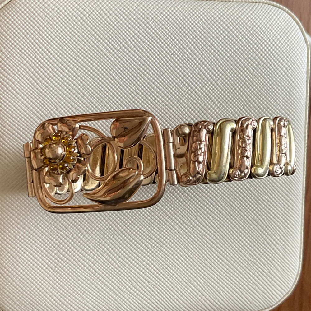 ANTIQUE LUSTERN RARE 1940s 12K GF ROSE AND YELLOW GOLD OVER STERLING